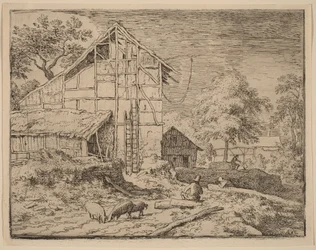 Cabaña con dos escaleras
