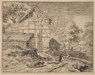 Cabaña con dos escaleras