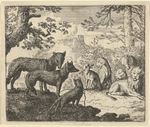 Los padres de Renard piden retirarse de la corte, de "Renard el Zorro" de Hendrick van Alcmar