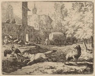 Reynard intenta robar un gallo, probablemente c. 1645-1656