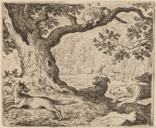 El padre de Reynard y el gato perseguidos por perros