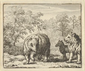 El león libera al oso y al lobo, 1650-75