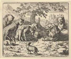 El León Toma el Consejo de los Otros Animales para el Castigo de Renard