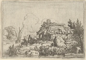 La cabaña en ruinas, rodeada de agua, siglo XVII