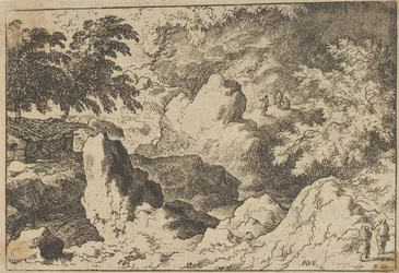 Los tres hombres en la roca, siglo XVII