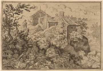 Tres Cabañas en una Roca, probablemente c. 1645-1656