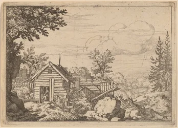 Dos Hombres en la Puerta de una Cabaña, probablemente c. 1645-1656