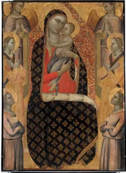 La Virgen Majestuosa rodeada de seis ángeles