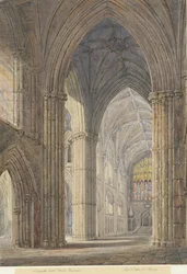Interior de la Catedral de Lichfield - Transepto Norte: pintura en acuarela