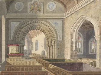 Interior de la iglesia de Longdon, nd [c 1842]