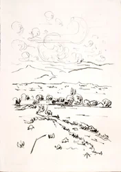 Paisaje con nubes cúmulos
