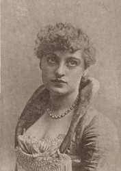 Charlotte Tittell, de la serie Actrices N67 promoviendo Virginia Brights Cigarettes, ca. 1888