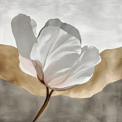 Flor blanca y oro: abstracto