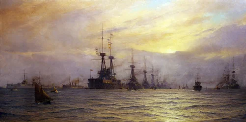 La llegada de la flota para la revista de la coronación del Rey Jorge V del Reino Unido (1865-1936), en 1911