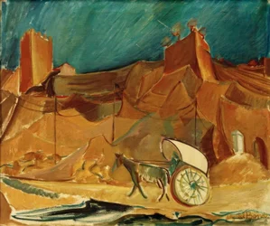 Paisaje español con carruaje