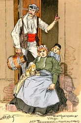 Ilustración para Los Miserables : Familia Thenardie (grabado)