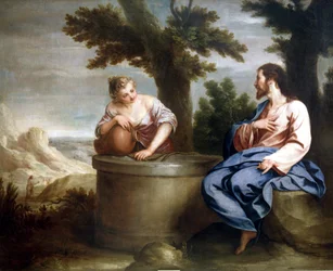 Jesús y la samaritana,siglo XVII (óleo sobre lienzo)