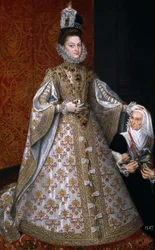 Isabel Clara Eugenia de Austria con la enana Magdalena Ruiz