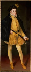 El infante Don Carlos, hijo de Felipe II y de su primera esposa y prima María de Portugal ... (pintura sobre lienzo)