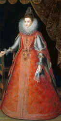 Retrato de la Infanta Isabel Eugenia, de pie a cuerpo entero con un vestido de brocado, 1593