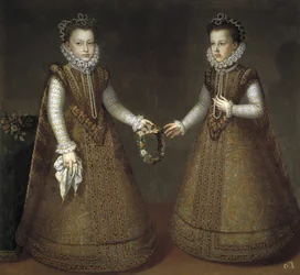 Las infantas Isabel Clara Eugenia 1566-1633 y Catalina Micaela de España 1567-1597, ca. 1575