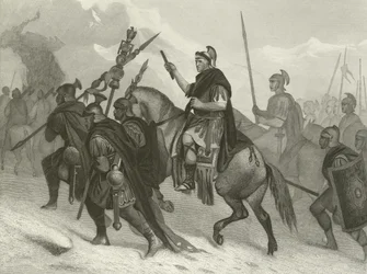 Aníbal y su ejército cruzando los Alpes