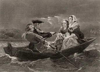 Lady Harriet Ackland de camino a visitar el campamento del General Gates, de 