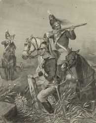 La Caballería de Lee escaramuzando en la Batalla de Guilford, 1858