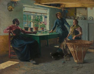 Holandés: Interior con pescadoras