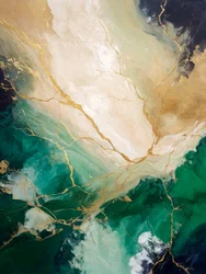 Flujo de mármol verde esmeralda y dorado