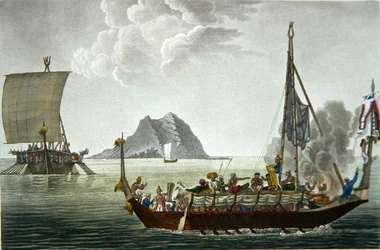 Vista de los Corocores de la Isla de Guebe, desde la Isla de Pisang, de 