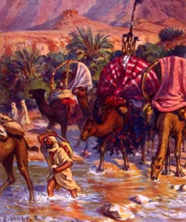 Grupo de nómadas árabes en el desierto. por Nasreddine Dinet (Alphonse-Étienne Dinet). 1861 1929. pintor orientalista francés 1918