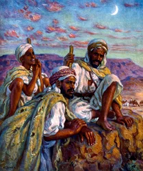 Grupo de pastores árabes de Nasreddine Dinet (Alphonse-Étienne Dinet). 1861 1929. pintor orientalista francés 1918
