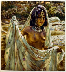Ilustración de Dinet de «Mirages: escenas de la vida árabe». 1906. Mirages, Scènes de la vie arabe fue ilustrado por Étienne Dinet con comentarios de Silman Ben Ibrahim Bamer. Nasreddine Dinet nació como Alphonse-Étienne Dinet; (1861-1929) fue un