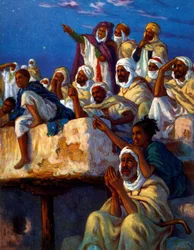 Ilustración de árabes rezando durante el Ramadán. Por Nasreddine Dinet (Alphonse-Étienne Dinet). 1861 1929