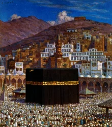 Ilustración de peregrinos musulmanes en la Kabbah de La Meca, por Nasreddine Dinet (Alphonse-Étienne Dinet). 1861 1929