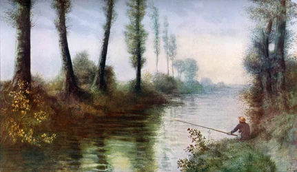 Un canal con un pescador, c1857-1911