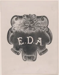 Contraprueba de una impresión de una placa de nombre para Edward D. Adams, ca. 1892