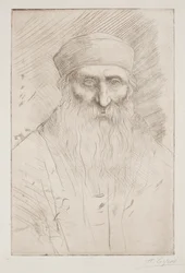 Cabeza de un hombre con barba larga