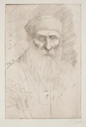 Cabeza de un hombre con barba larga