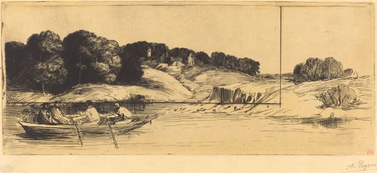 Paisaje con barco, primera placa