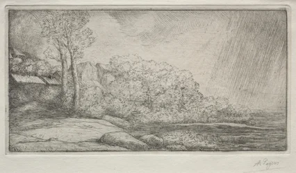Paisaje con dos árboles