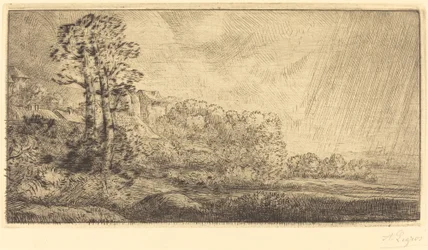 Paisaje con dos árboles