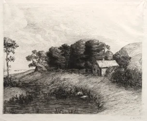 Paisaje con un estanque