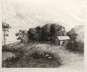 Paisaje con un estanque