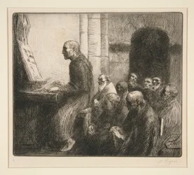 Monje tocando el órgano en la iglesia (Moine Jouant de L