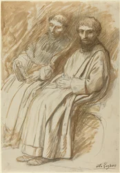 Dos monjes sentados en una iglesia