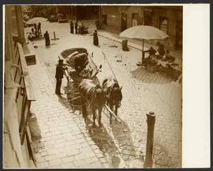 [Vista desde la ventana del apartamento de Mucha, cerca de Amalienstrasse, Múnich].