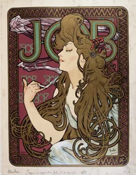 Cartel publicitario para “Papel de Cigarrillos Job” por Mucha