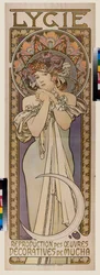 Cartel publicitario del grupo de baile Lygie. Cartel de Alfons Maria Mucha (Alphonse Marie Mucha